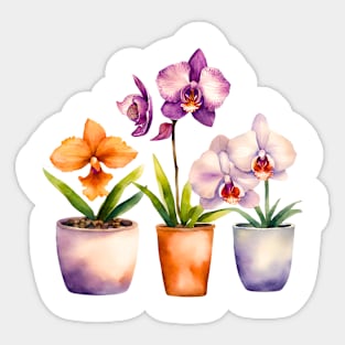 Potted Orchid Watercolor Sticker